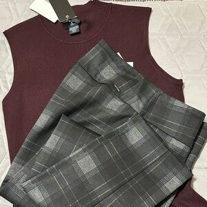Sz 10🇨🇦⭐️NWT UP! Grey Plaid Fall/Winter Ponte Dress Pant With Tummy Control.